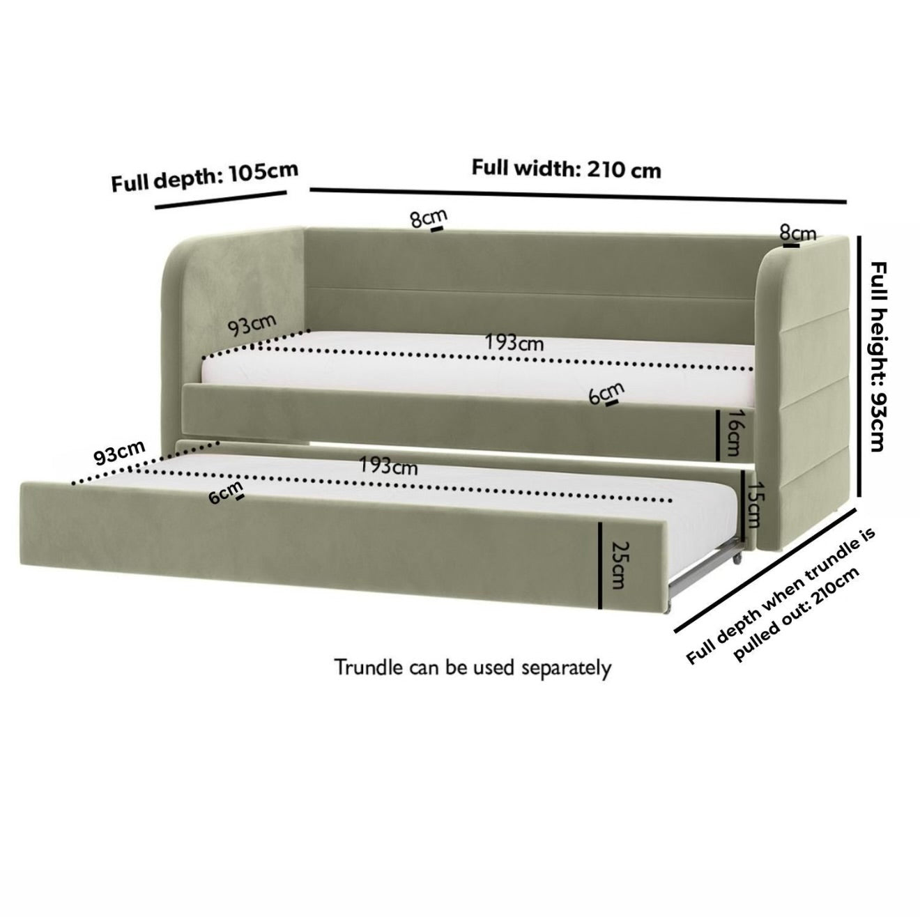 Velvet Daybed Single Guest Bed with Pull Out Trundle