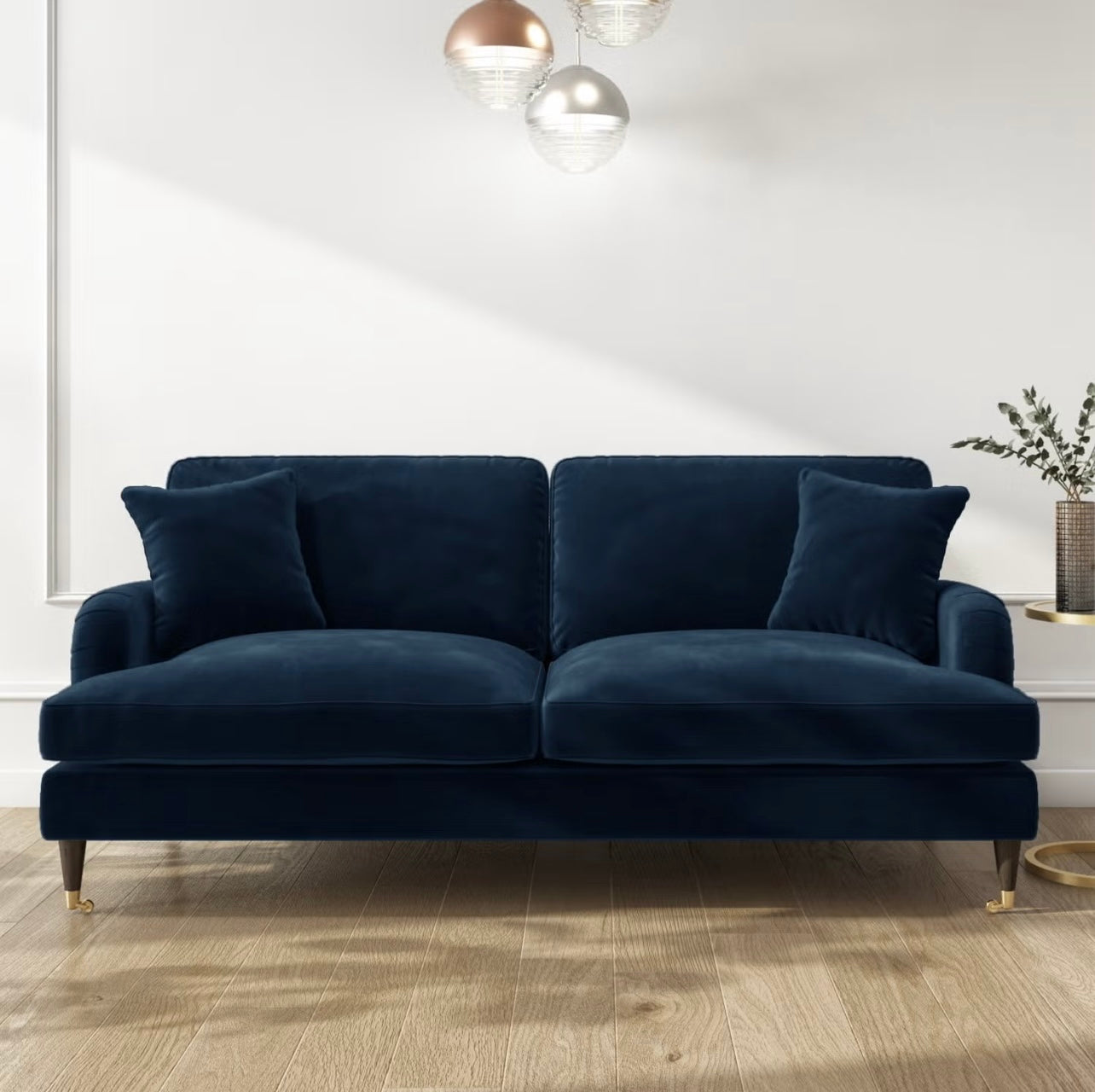 Velvet Sofa 3 Seater Couch Upholstered with Cushions
