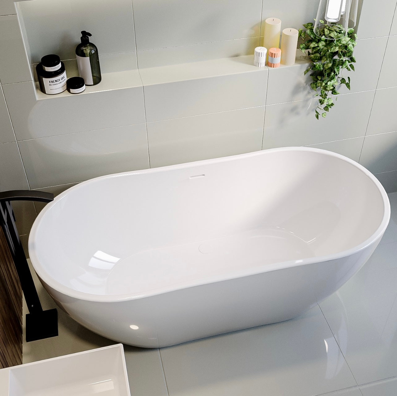 Gloss White Double Ended Bath Modern Freestanding Bathtub