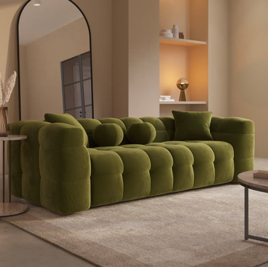 Velvet Sofa 3 Seater Settee Upholstered with Cushions