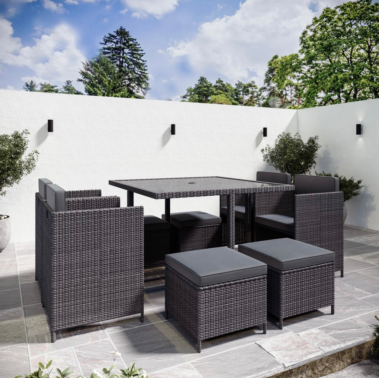 Rattan Garden Dining Set Seats 8 Outdoor Patio
