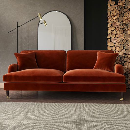 Four Seater Sofa Velvet Couch Upholstered with Cushions