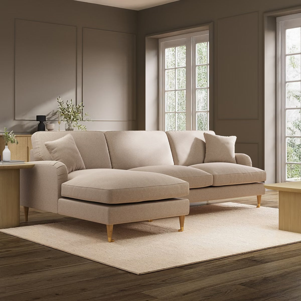 4 Seater Sofa L-Shaped Corner Couch with Cushions