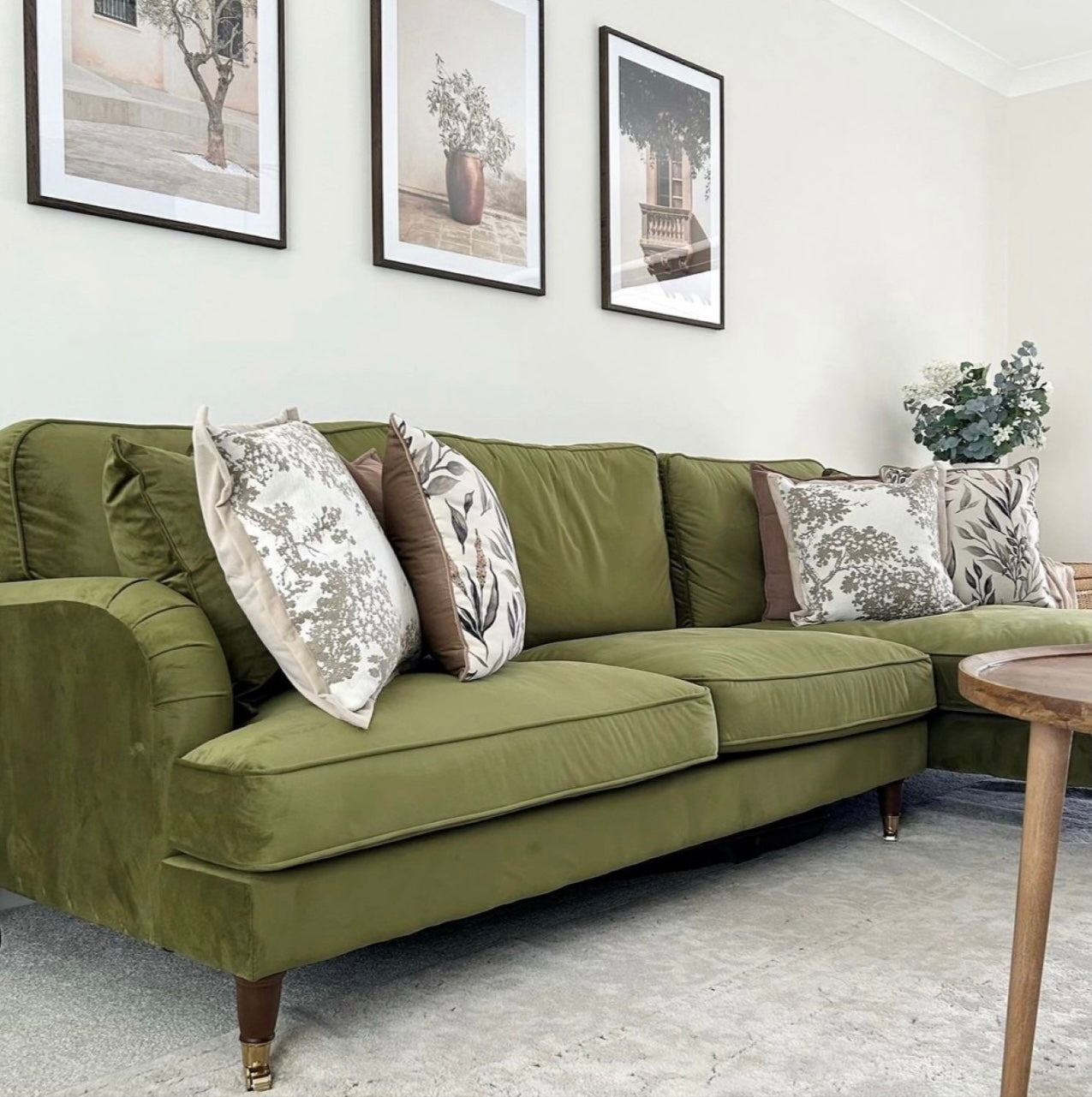 4 Seater Sofa L-Shaped Velvet Corner Couch with Cushions