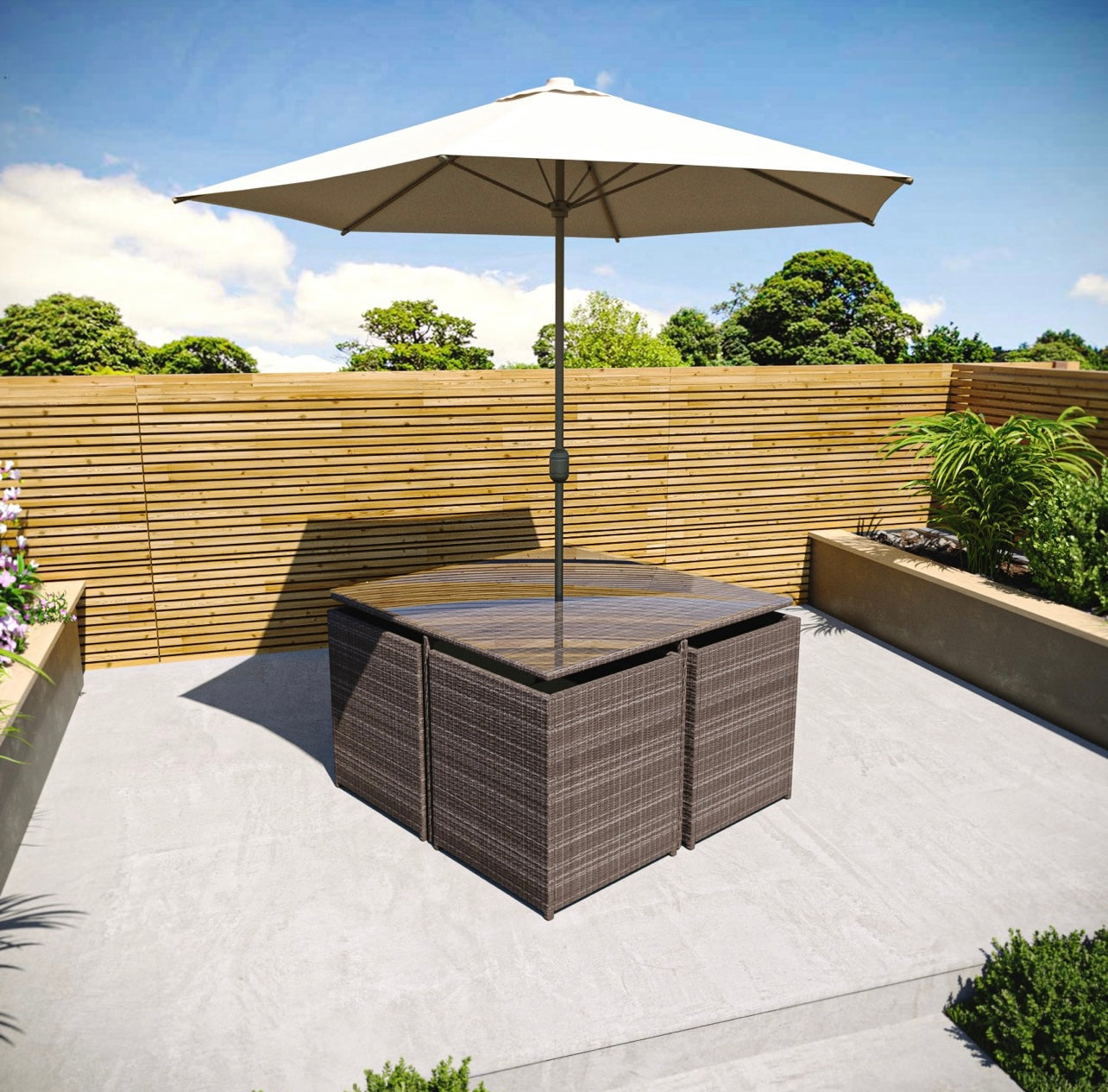 Rattan Garden Dining Set Furniture with Table and Chairs Outdoor Patio