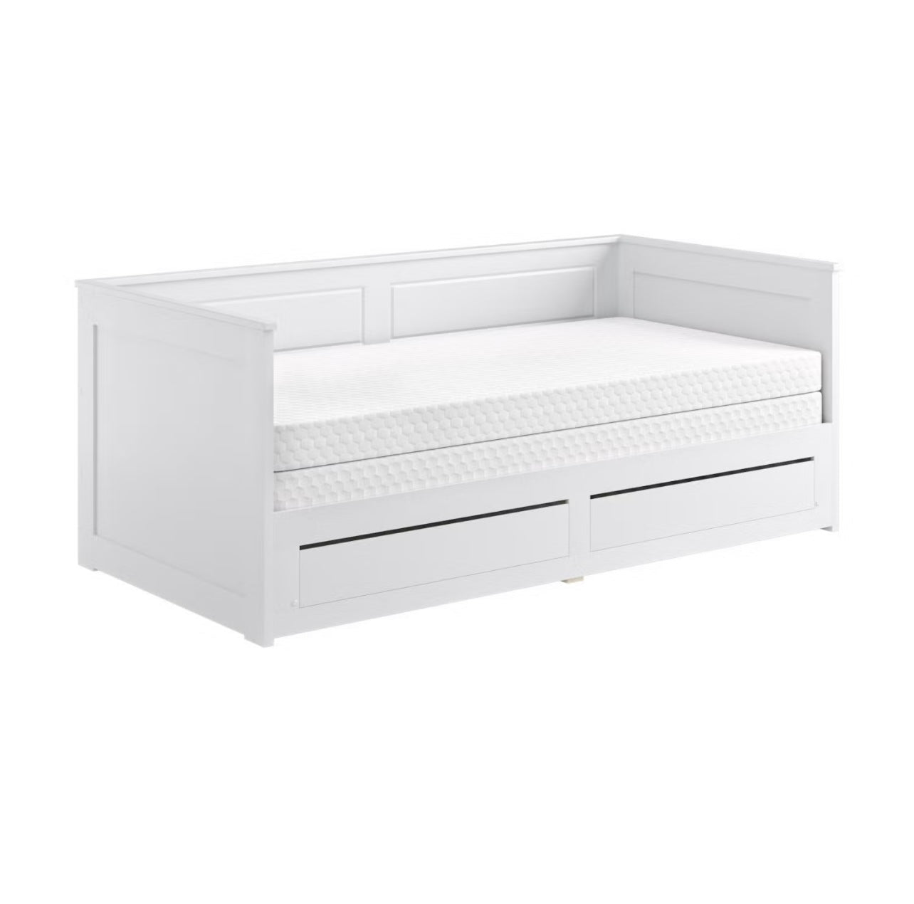 White Daybed Guest Double Bed with Pull Out Trundle and Storage Drawers
