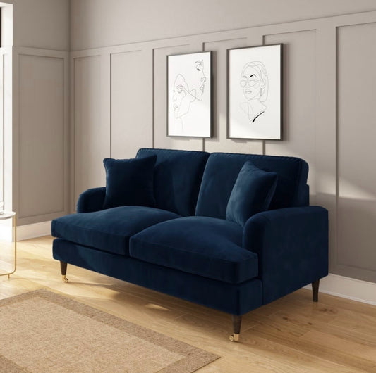Velvet Sofa 2 Seater Couch Upholstered with Cushions