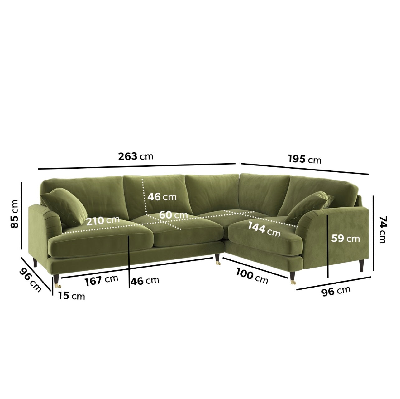 4 Seater Sofa L-Shaped Velvet Corner Couch with Cushions