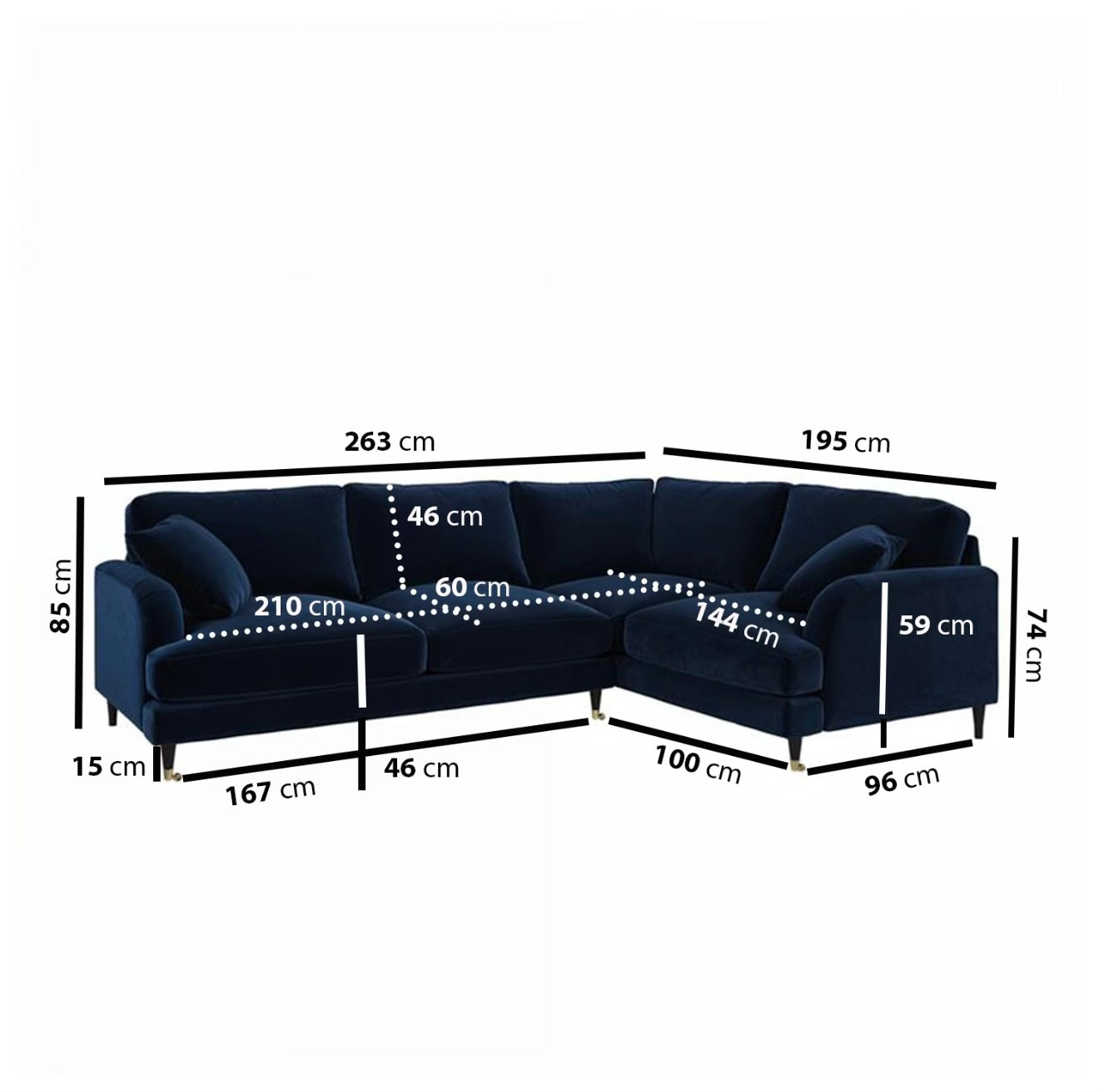 4 Seater Sofa L-Shaped Velvet Corner Couch with Cushions