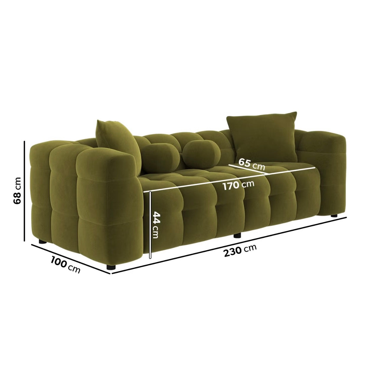 Velvet Sofa 3 Seater Settee Upholstered with Cushions