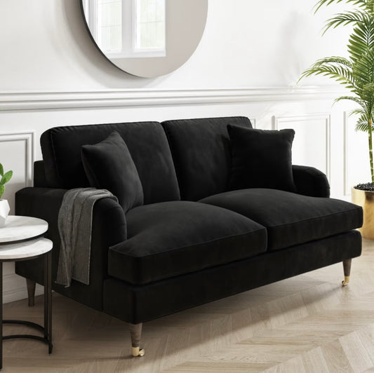 Velvet Sofa 2 Seater Couch Upholstered with Cushions