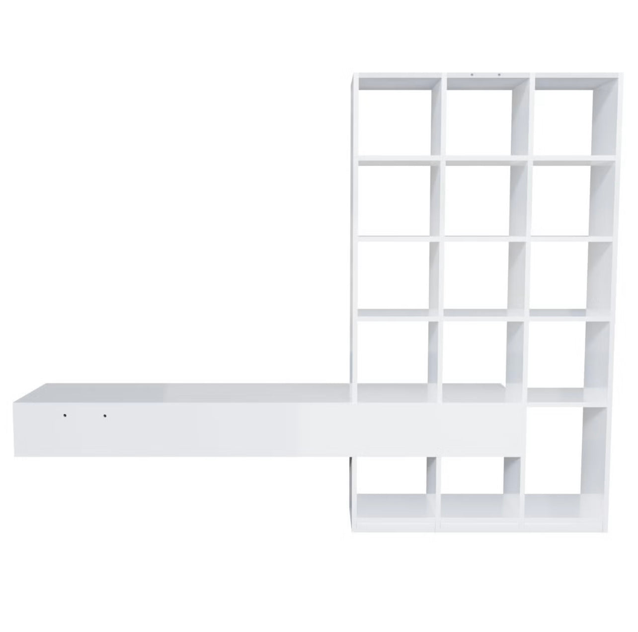 White Wood Bookcase 3 Drawers High Gloss Bookshelf