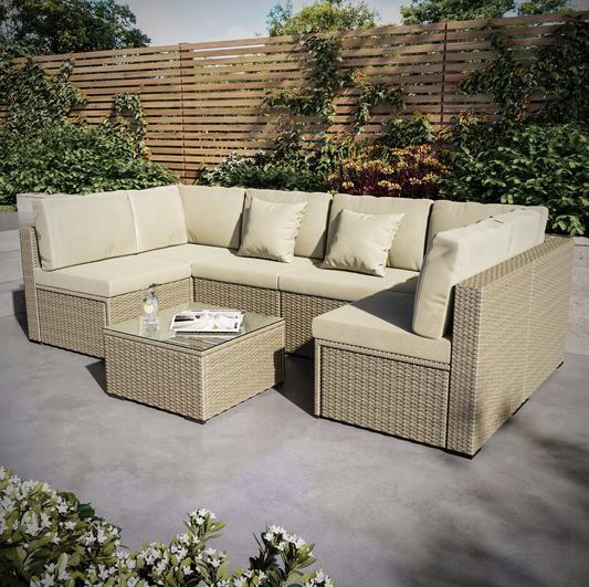 Rattan Garden Sofa Set 6 Seater Outdoor Patio