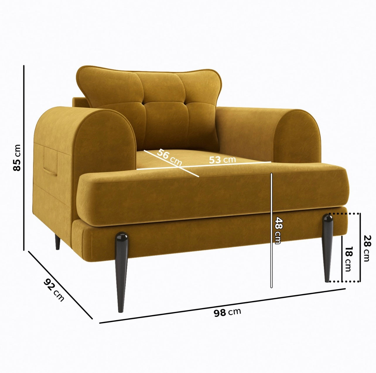 Velvet Armchair Upholstered Accent Chair Quilted with Cushion
