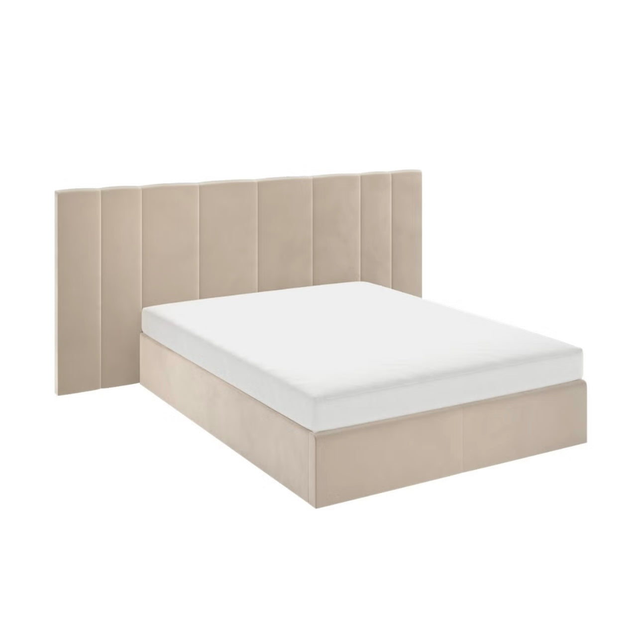 Velvet Double Bed Frame Ottoman Storage Gas Lift