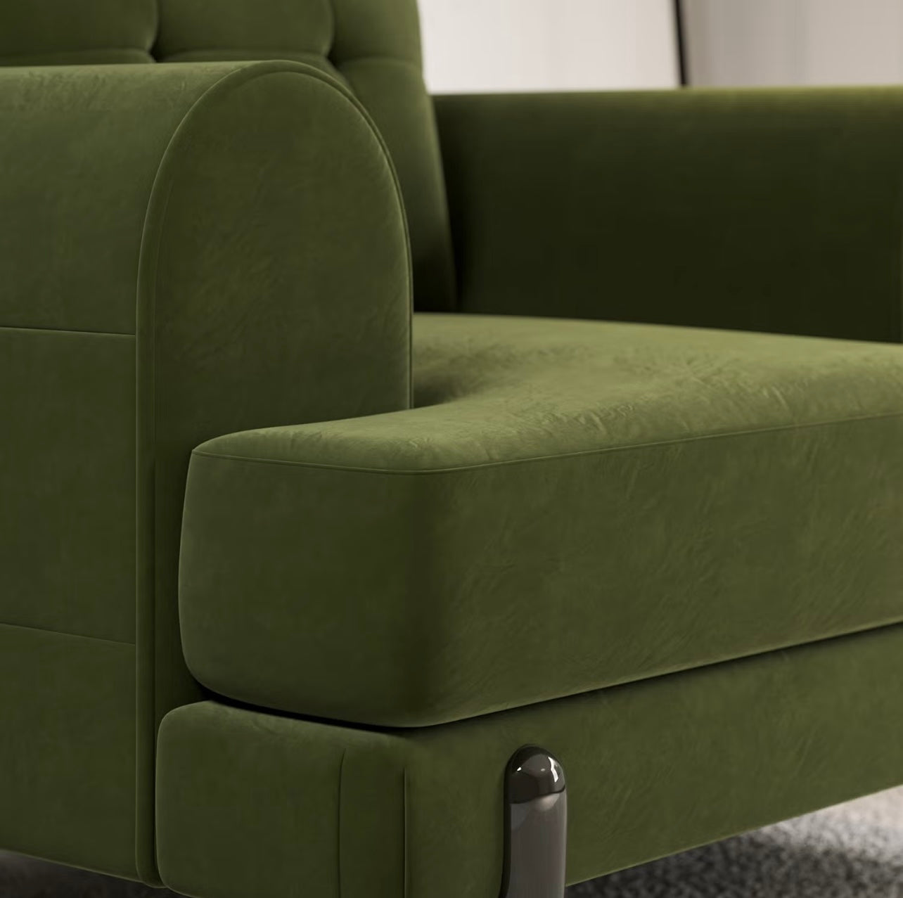 Velvet Armchair Upholstered Accent Chair Quilted with Cushion