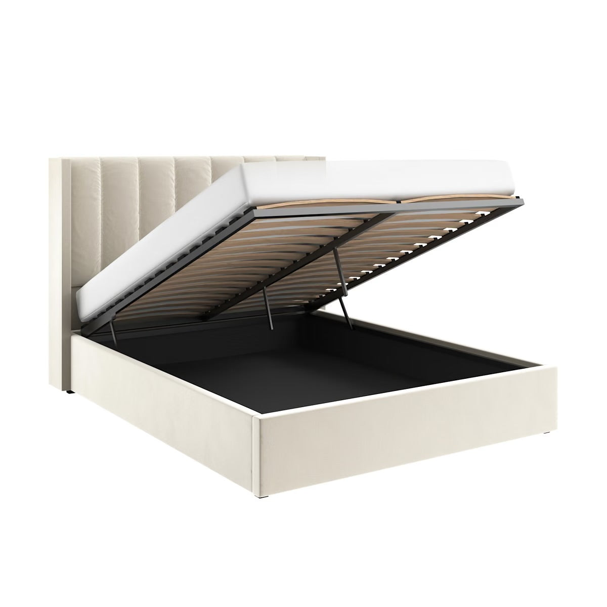Velvet Double Bed Ottoman with Storage