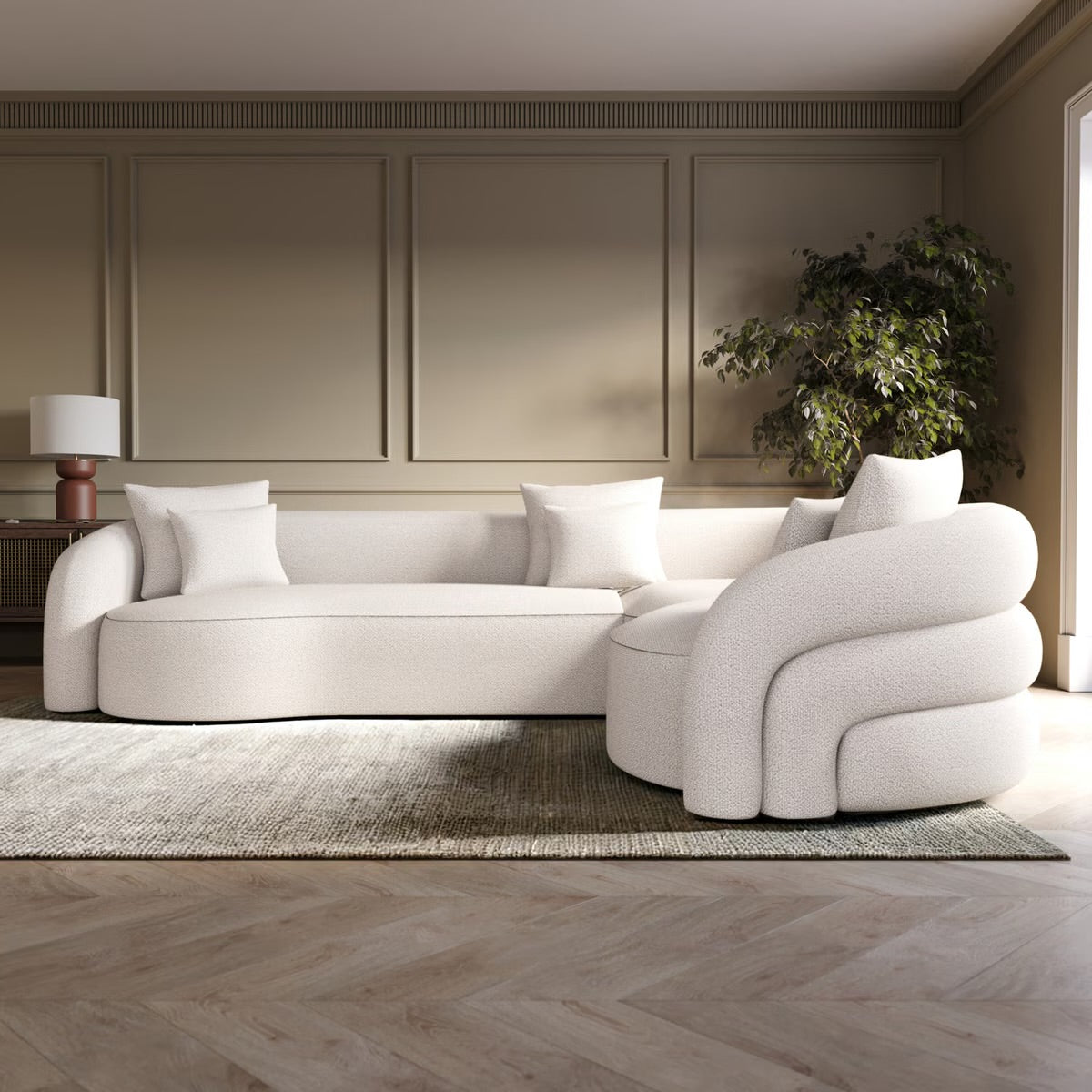 4 Seater Corner Sofa Couch with Scatter Cushions