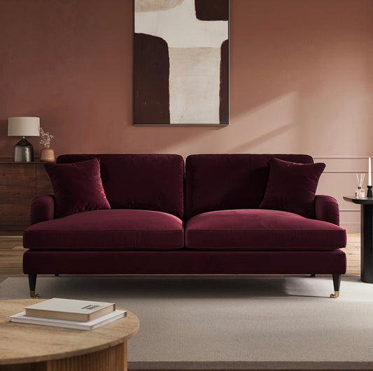 Velvet Sofa 3 Seater Couch Upholstered with Cushions