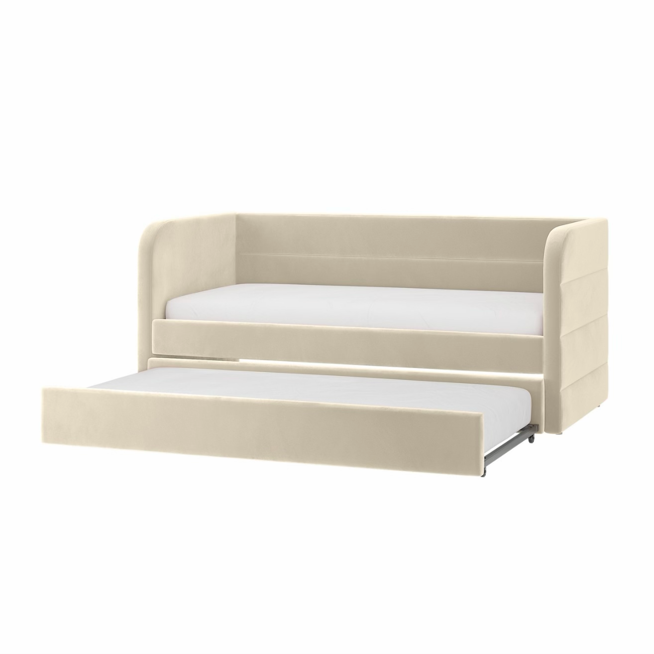 Velvet Daybed Single Guest Bed with Pull Out Trundle