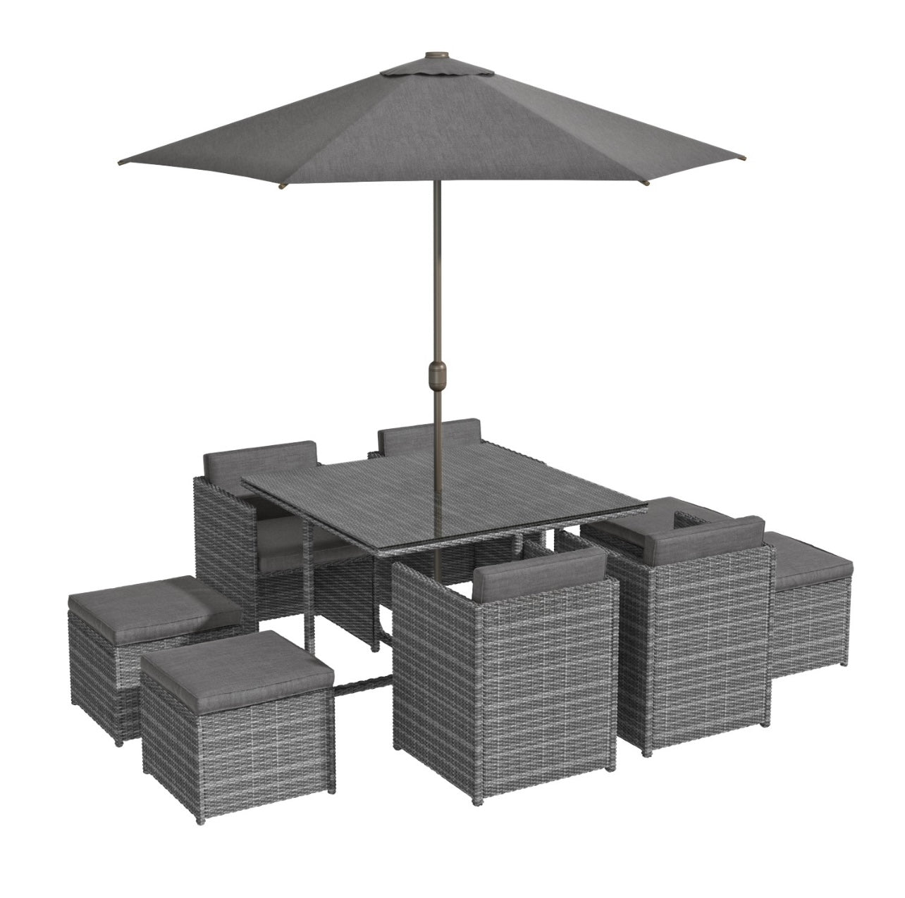 Rattan Garden Grey Dining Set Outdoor Patio