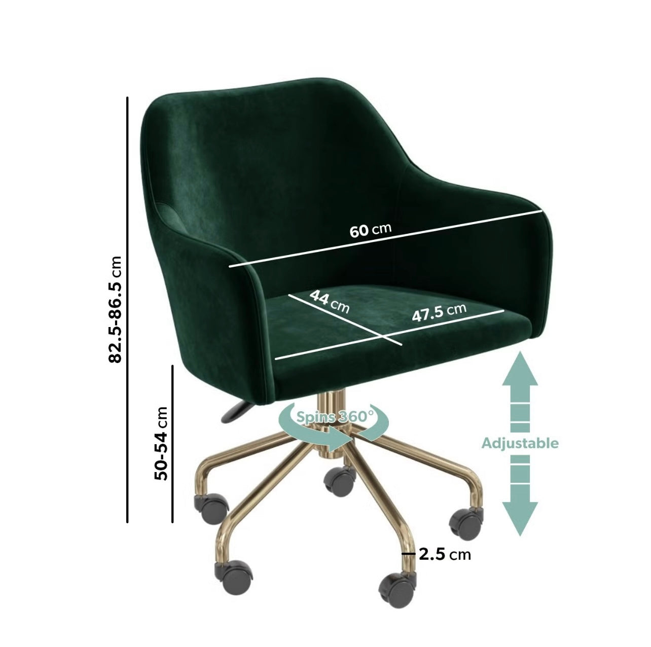 Velvet Swivel Office Chair Ergonomic and Adjustable Height