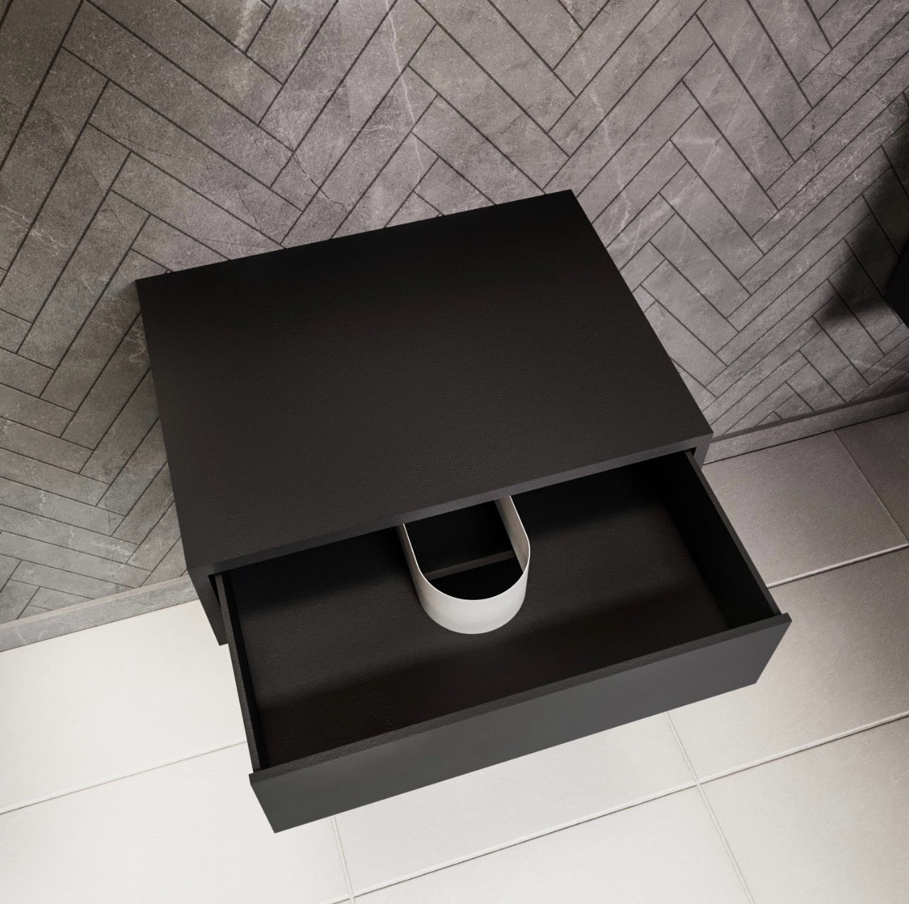 Bathroom Black Vanity Unit Wall Countertop Shelves