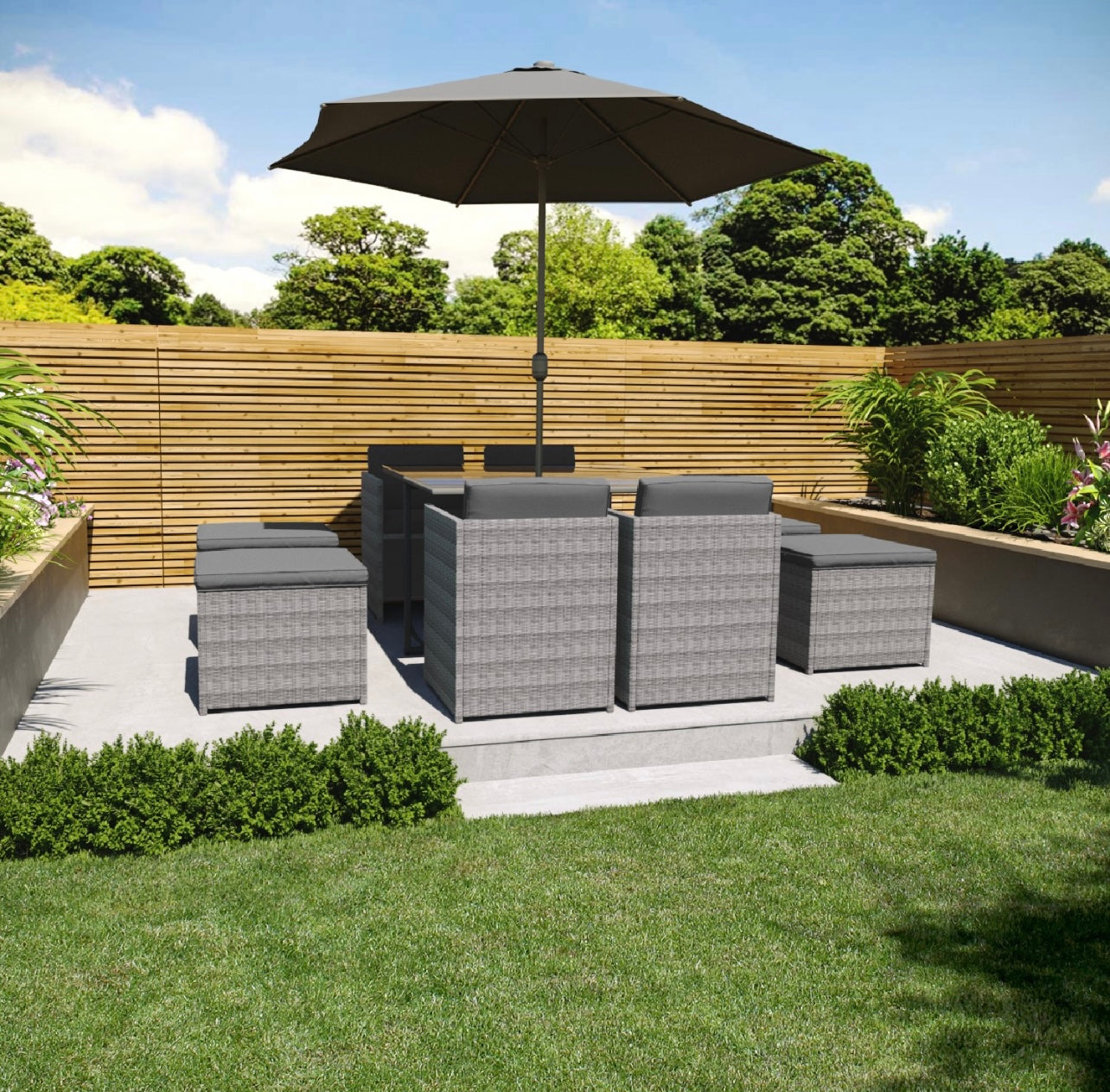 Rattan Garden Grey Dining Set Outdoor Patio
