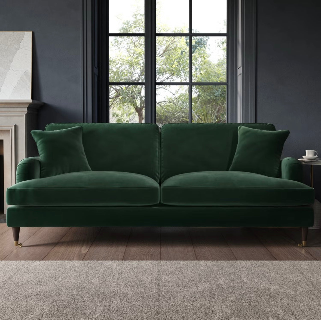 4 Seater Velvet Sofa Couch Upholstered with Cushions