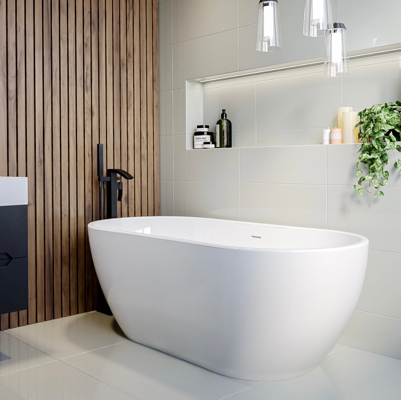 Gloss White Double Ended Bath Modern Freestanding Bathtub