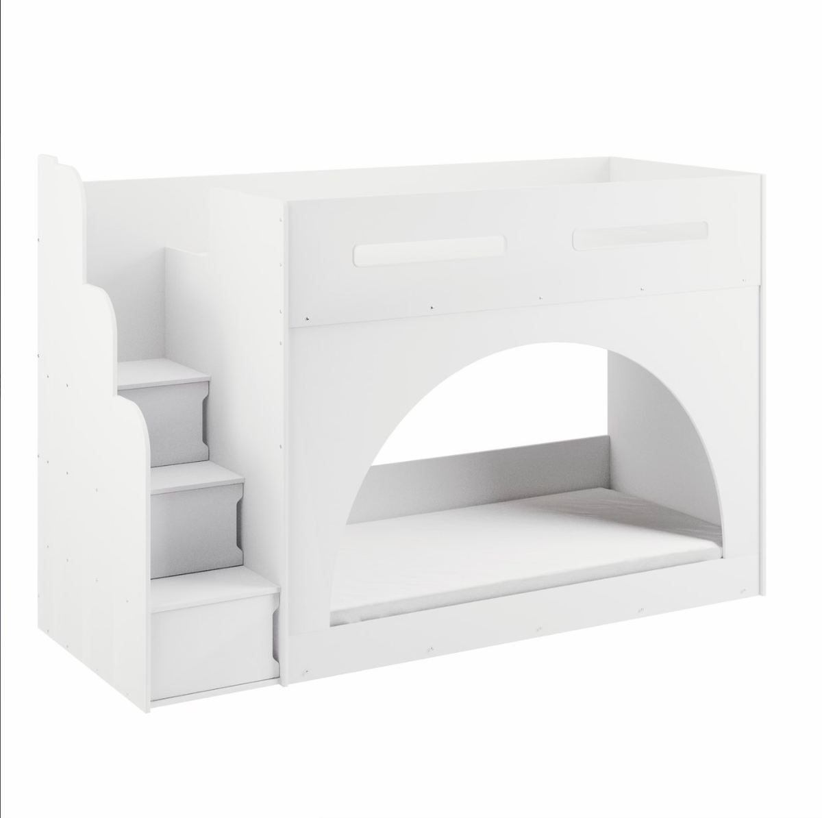 Kids White Bunk Bed with Storage and Shelves