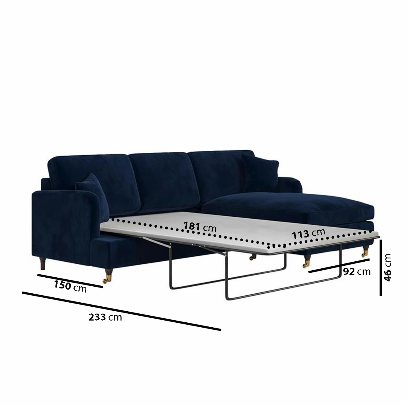 Sofa Bed Four Seater Velvet Sleeper Sofa with Mattress and Cushions