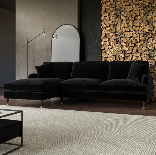 4 Seater Sofa L-Shaped Velvet Corner Couch with Cushions