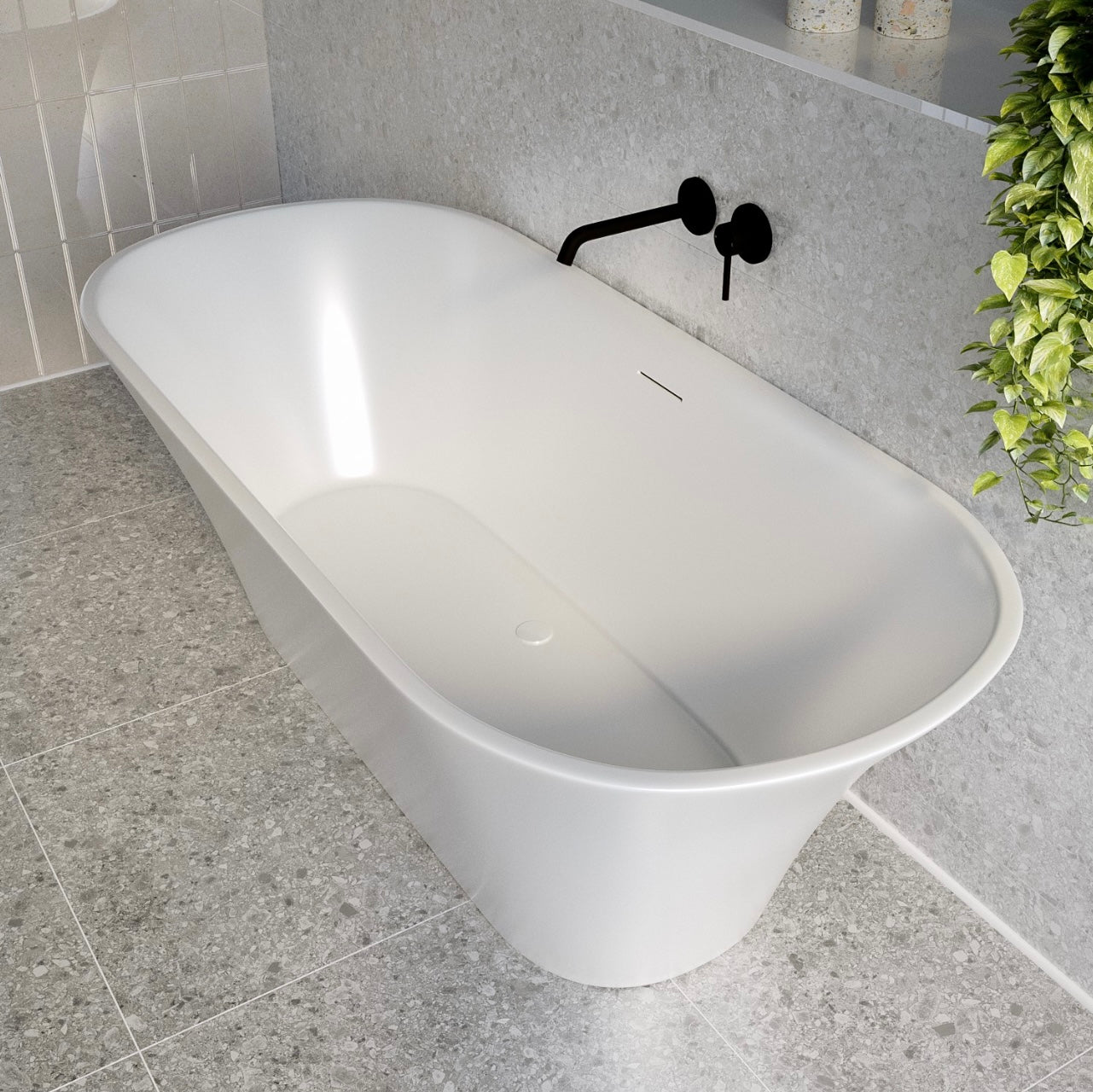 White Double Ended Bath Curved Modern Bathroom Freestanding Bathtub