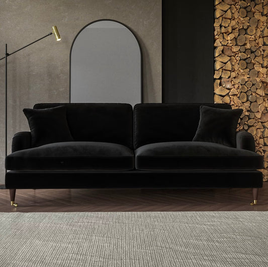 Four Seater Sofa Velvet Couch Upholstered with Cushions