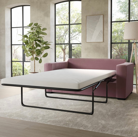 Velvet Sofa Bed 2 Seater Sleeper Sofa with Mattress and Cushions