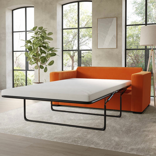 Velvet Sofa Bed 2 Seater Sleeper Sofa with Mattress and Cushions