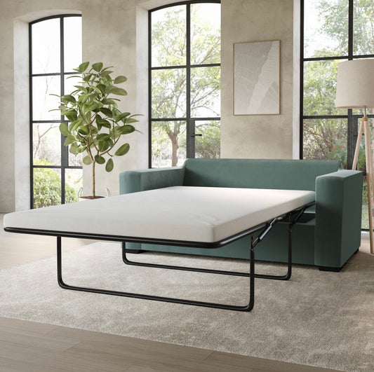 Velvet Sofa Bed 2 Seater Sleeper Sofa with Mattress and Cushions