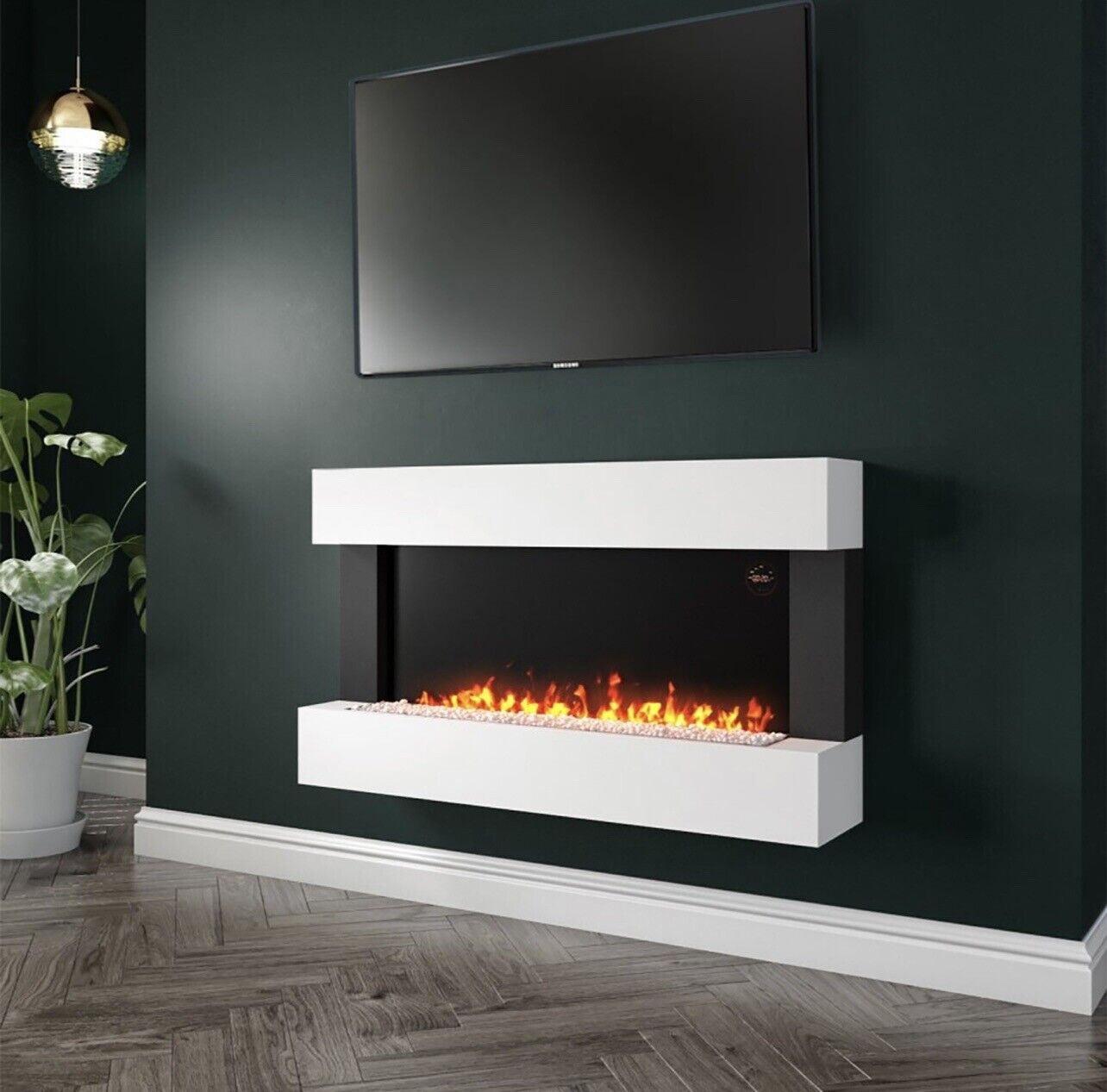 White Electric Fire LED Flame with Remote Control