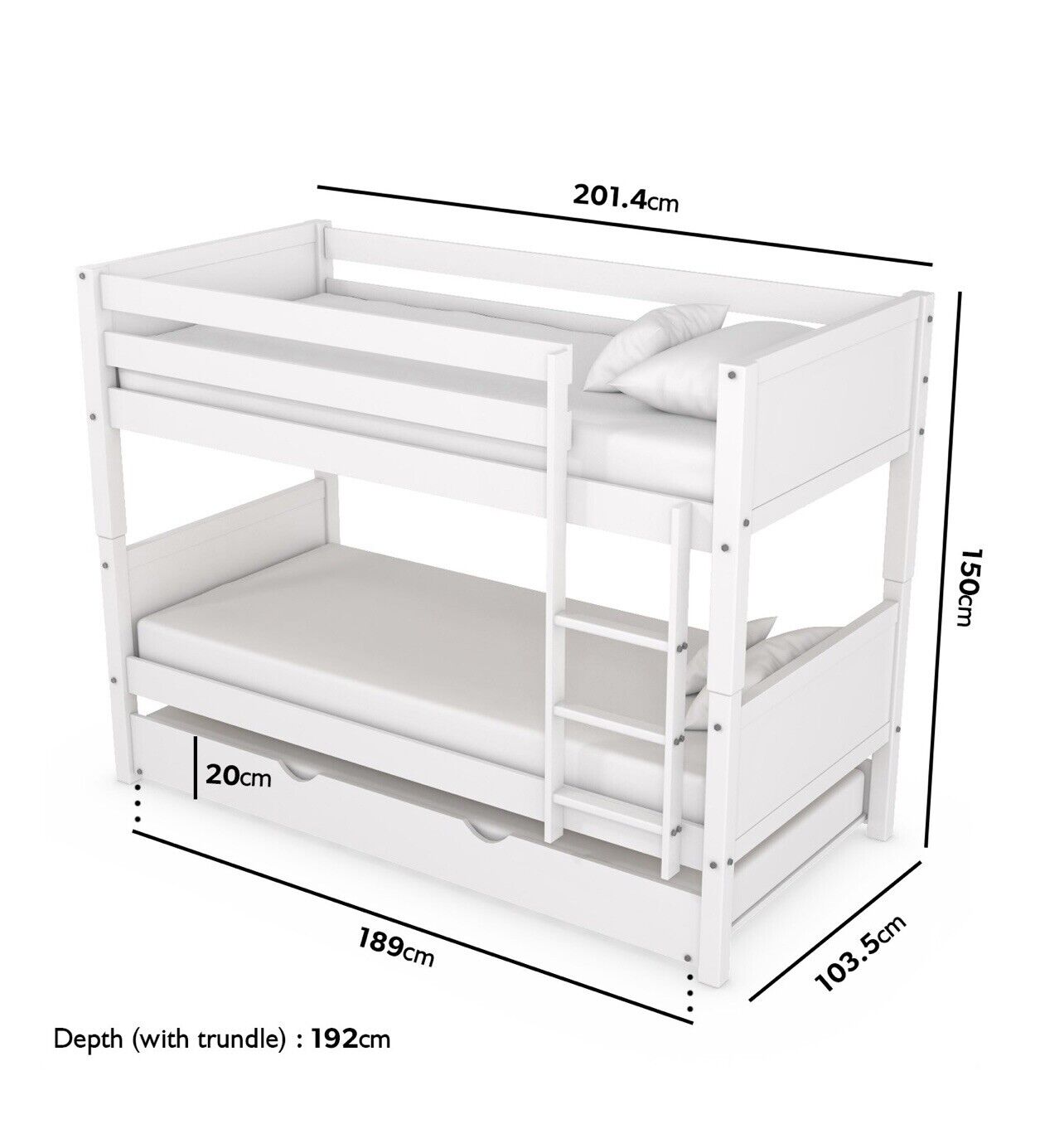 Kids Bunk Bed Wooden Frame Single Sleeper with Pull Out Trundle