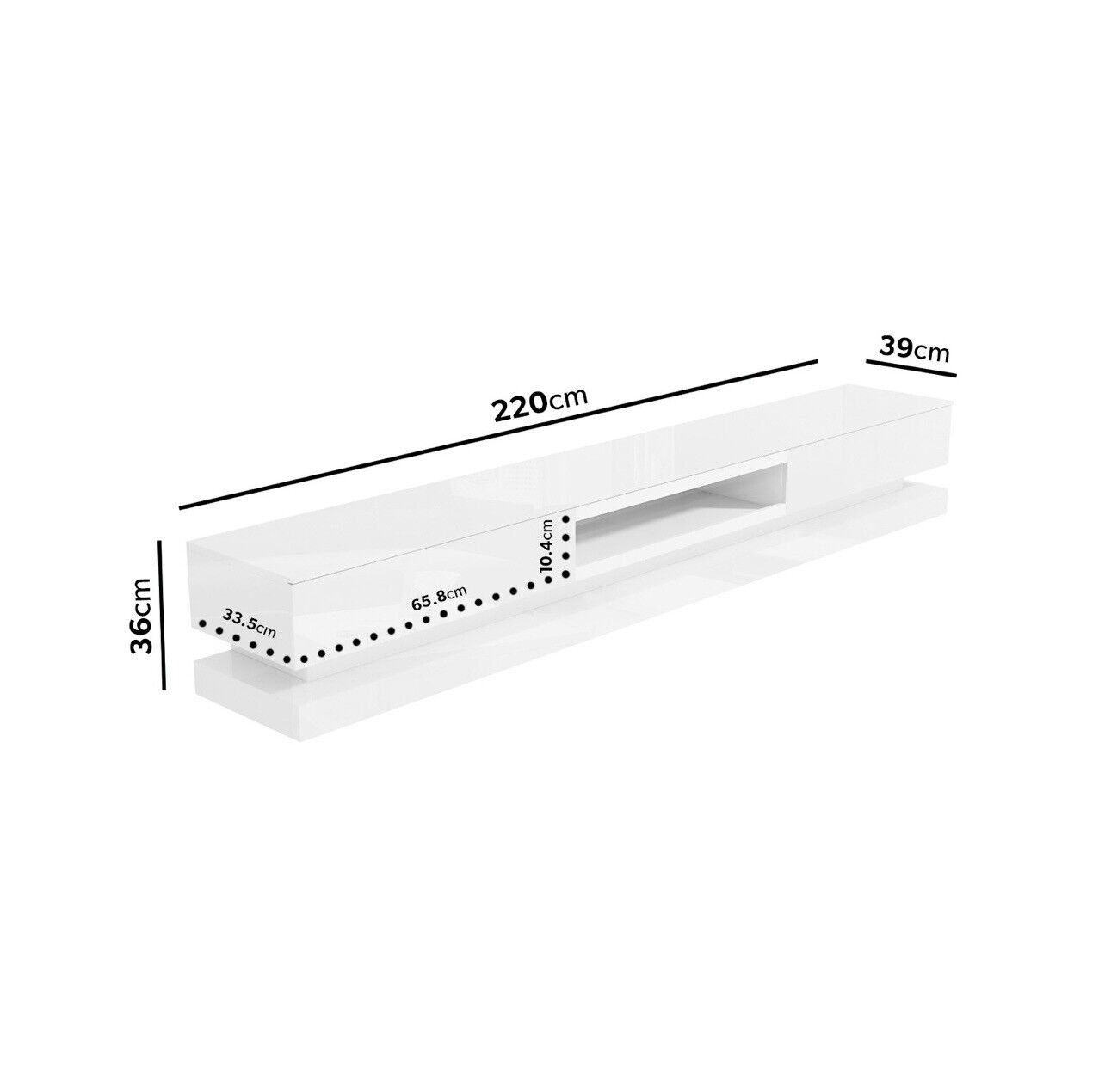 Large TV Unit in White with LEDs and Remote Control