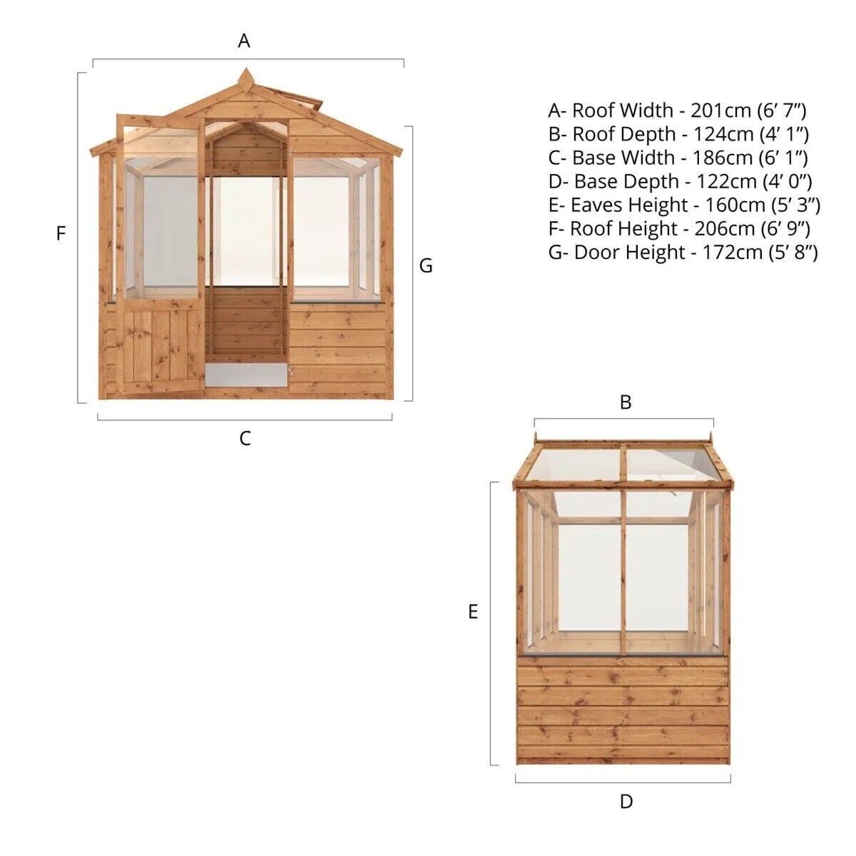 Brown Wooden Greenhouse with Opening Roof Vent and Climate Control