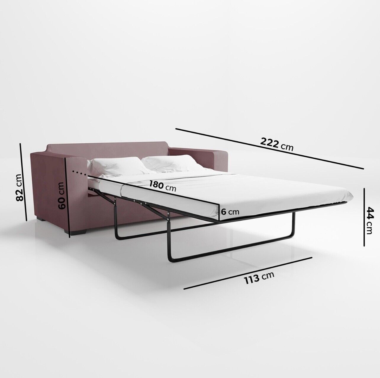 Velvet Sofa Bed 2 Seater Sleeper Sofa with Mattress and Cushions