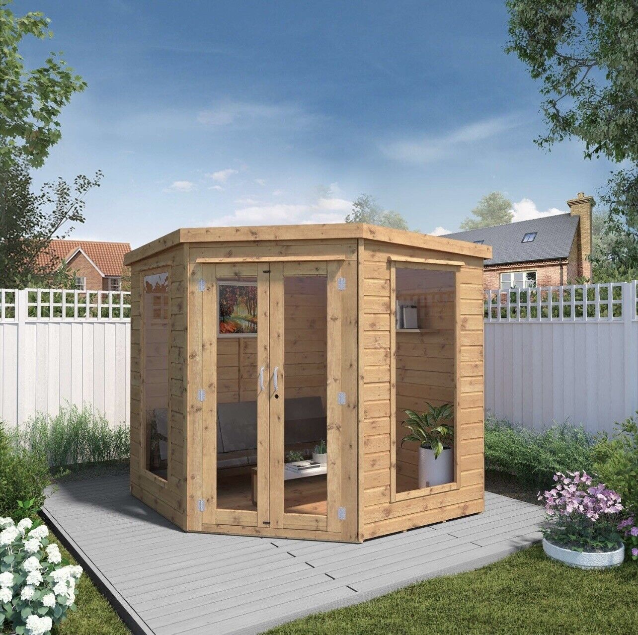 Summerhouse with Double Shatterproof Doors and Lockable