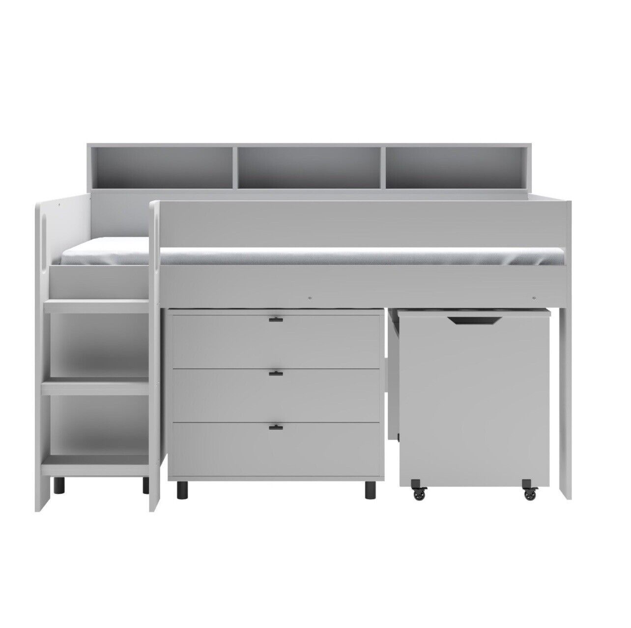 Kids Cabin Bed Mid Sleeper Frame Single with Storage Drawers and Desk