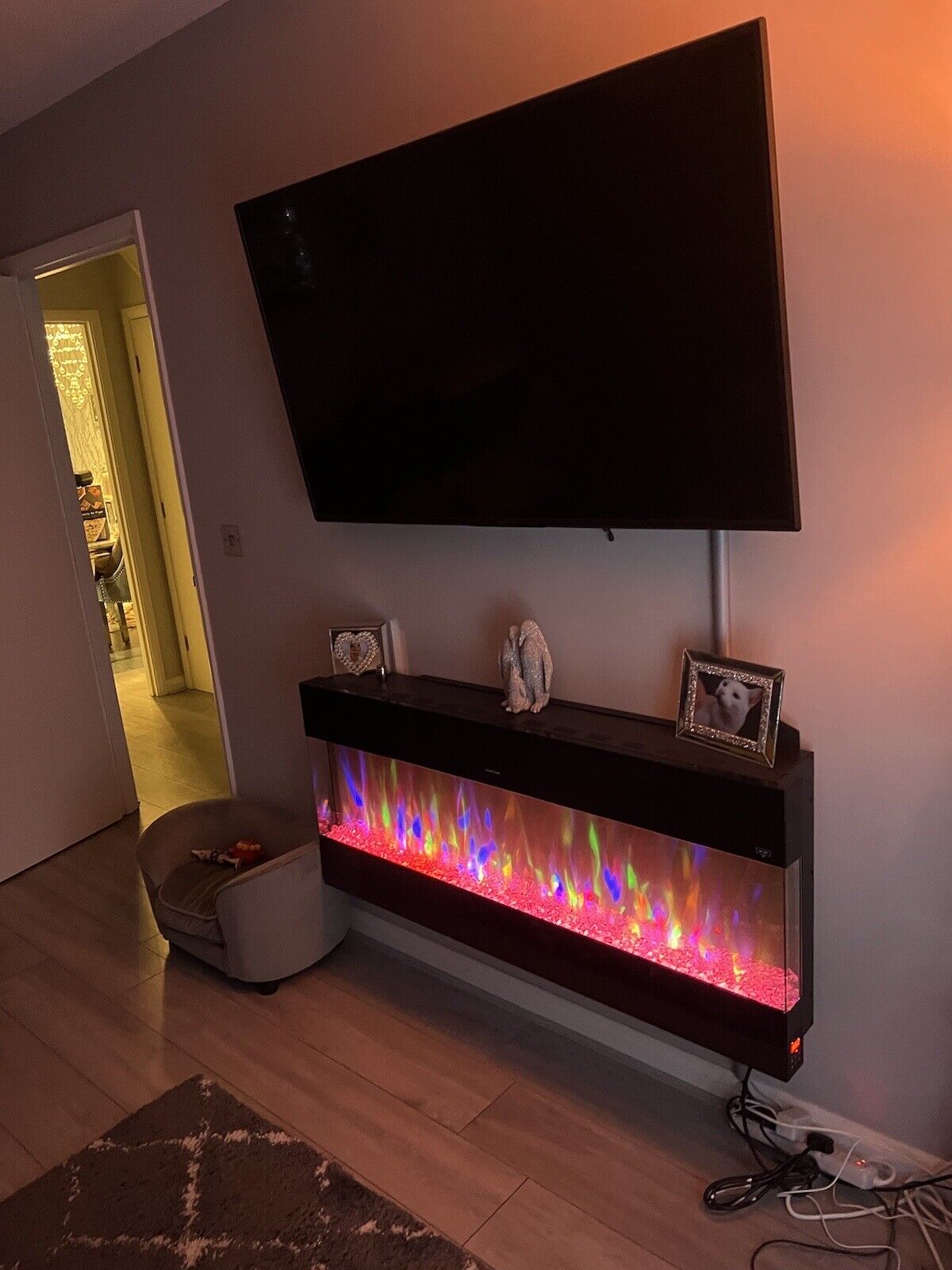 50 Inch Inset Electric Fire with LED Flame in Black