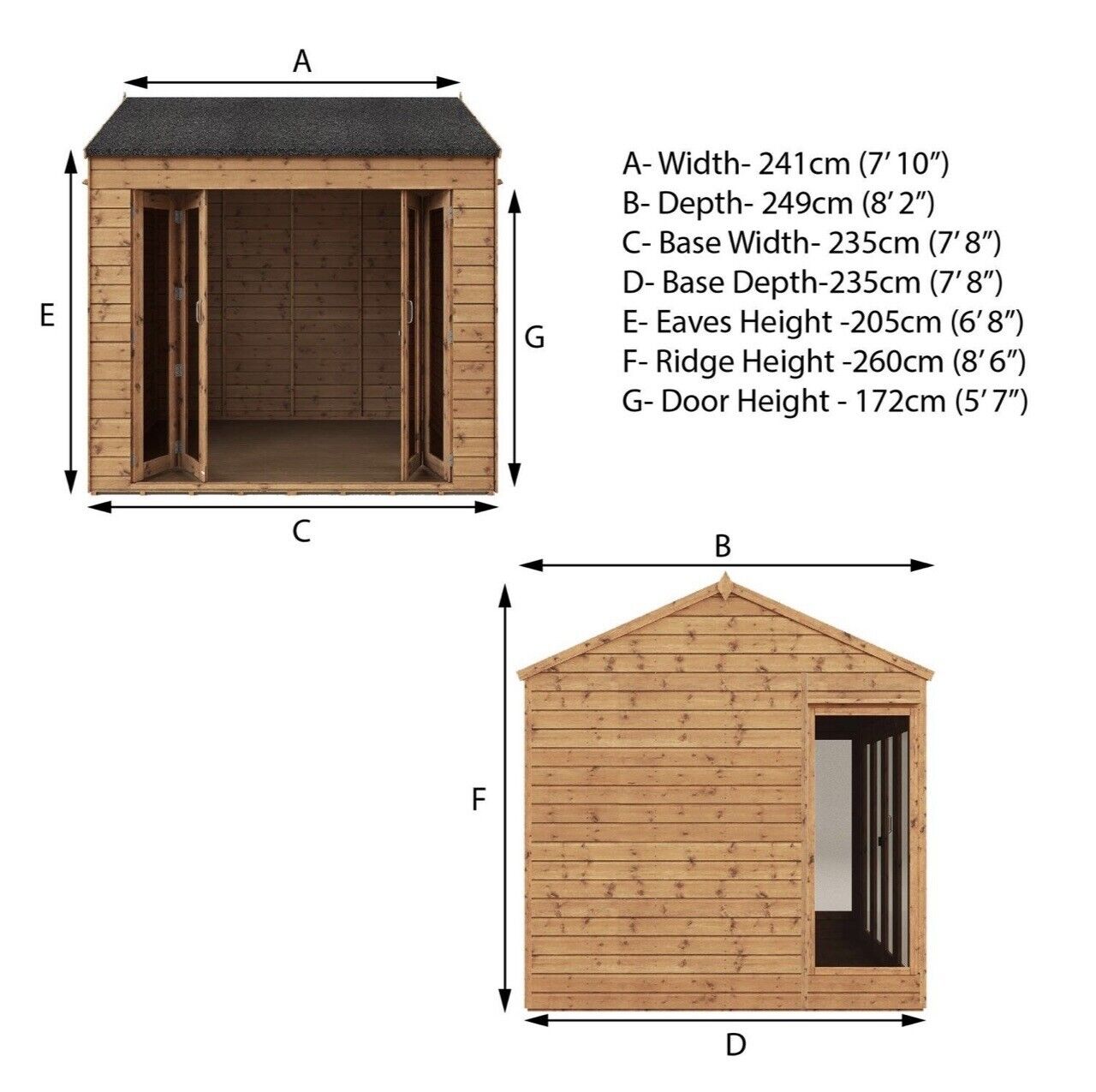 Summerhouse with Bi-Fold Shatterproof Doors and Lockable