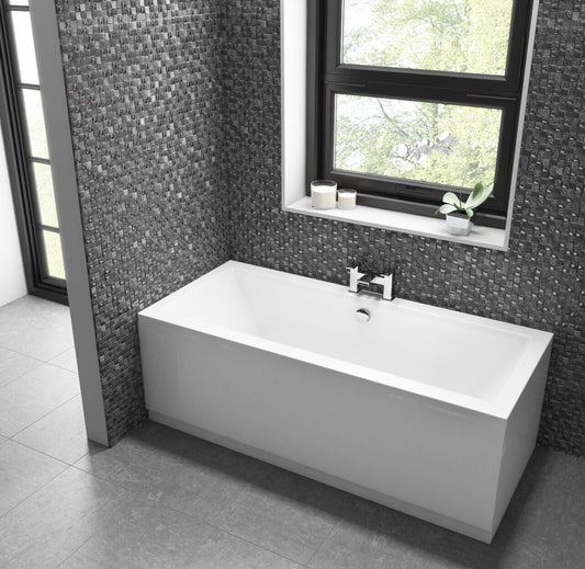 White Double Ended Bath Squared Freestanding Bathtub Bathroom