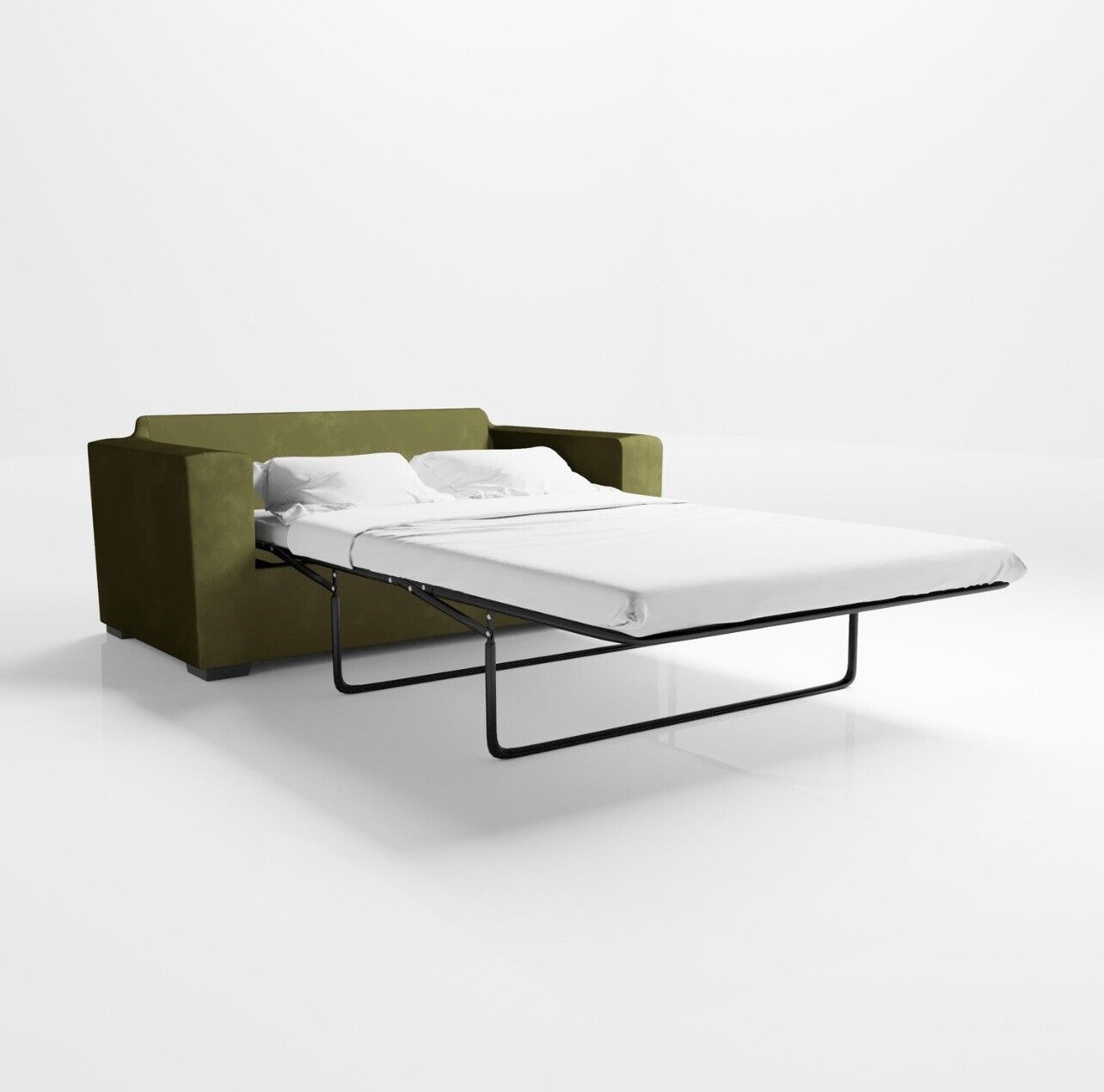 Velvet Sofa Bed 2 Seater Sleeper Sofa with Mattress and Cushions