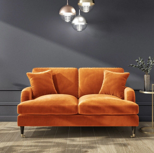 Velvet Sofa 2 Seater Couch Upholstered with Cushions